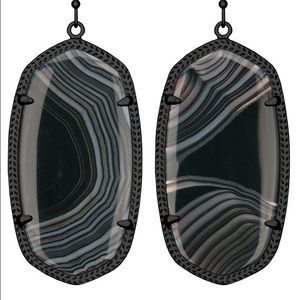 Kendra Scott Black and Gray Striped Agate Elle Drop Earrings